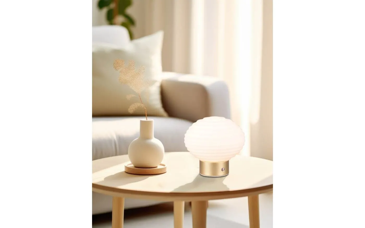 Earl Bordslampa LED matt mässing/vit uppladdningsbar