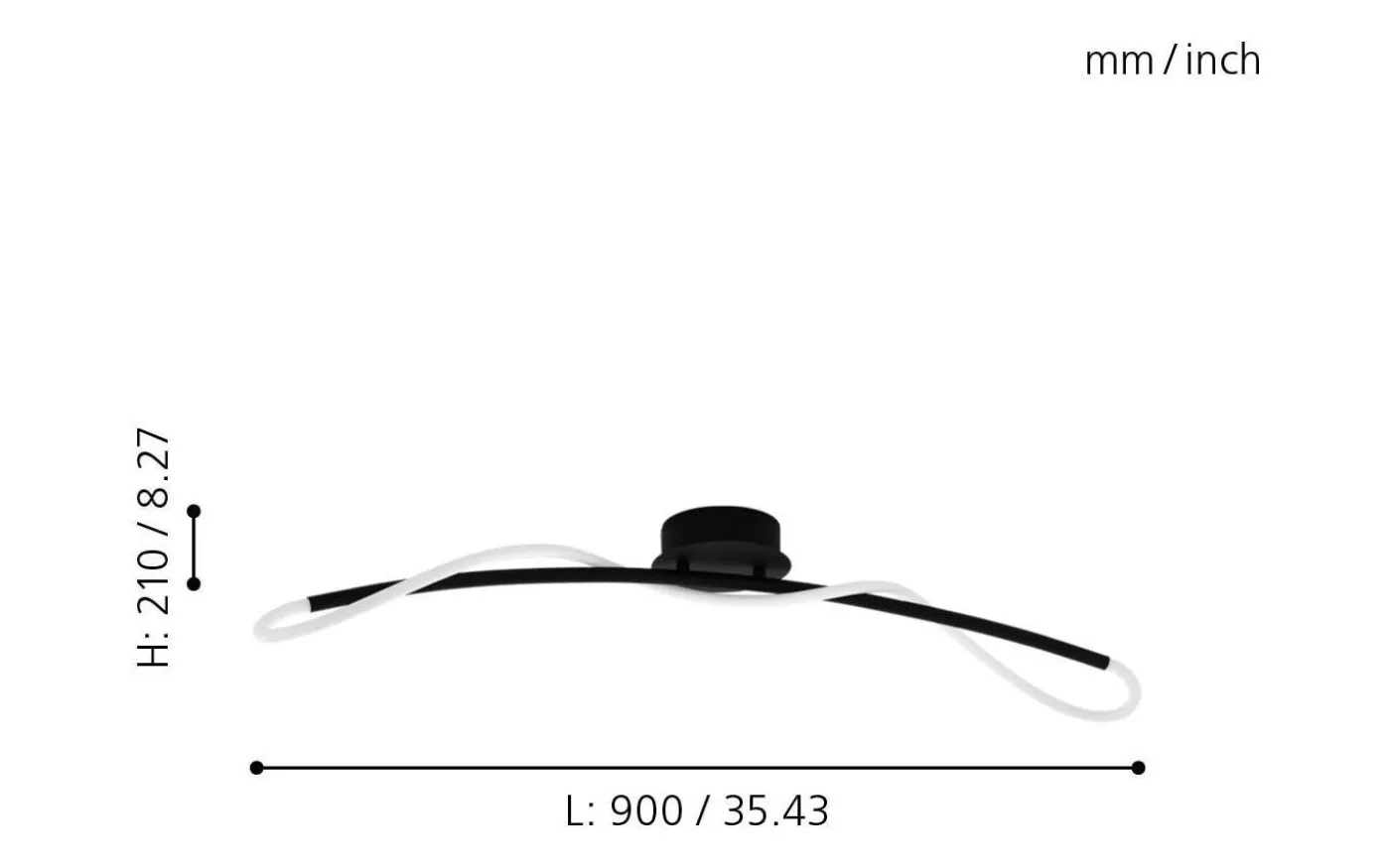 Egidonella Plafond 90cm LED 3000K 20W Svart