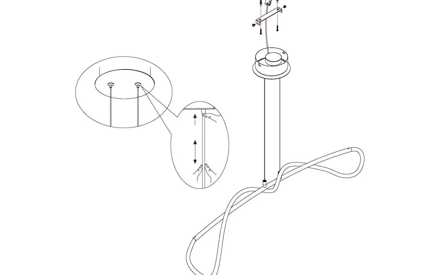 Egidonella Taklampa 90cm LED 3000K 20W Svart/Vit