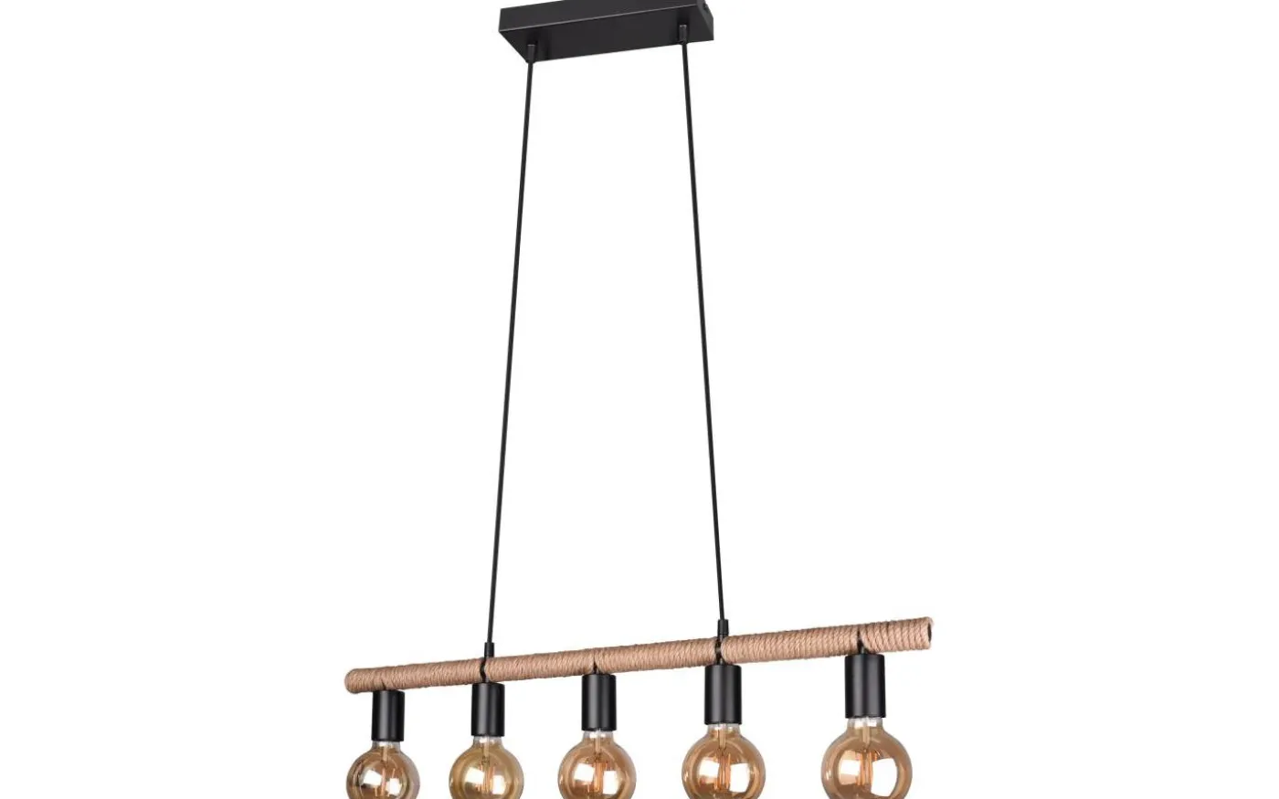 Einar Takpendel 5xE27 matt svart/sisal