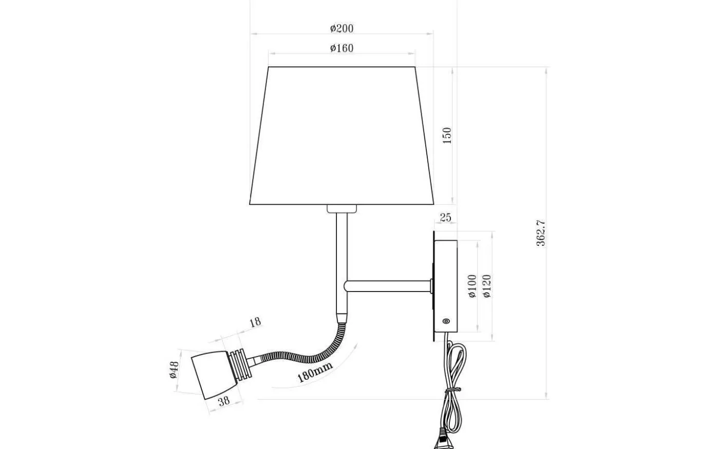 Eketorp Vägglampa E27+LED 3W 2800K Vit