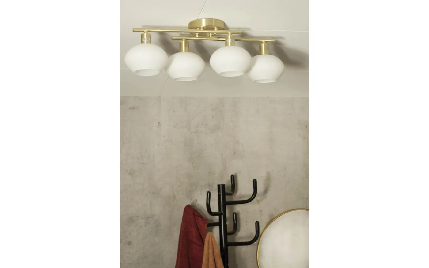 Elba Plafond 60cm Matt Mässing/Opalvit IP44