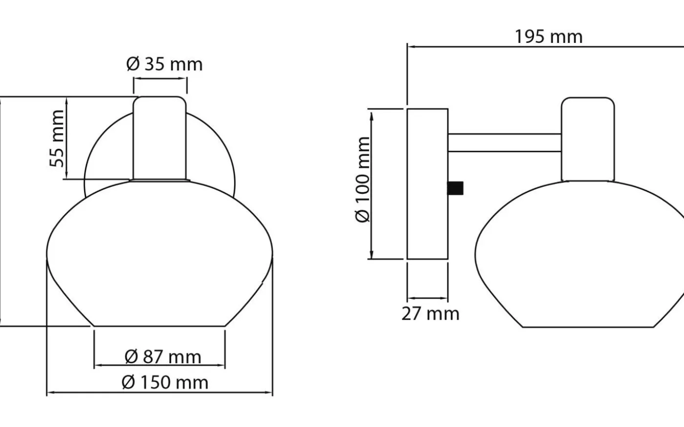 Elba Vägglampa Svart/Opalvit IP44