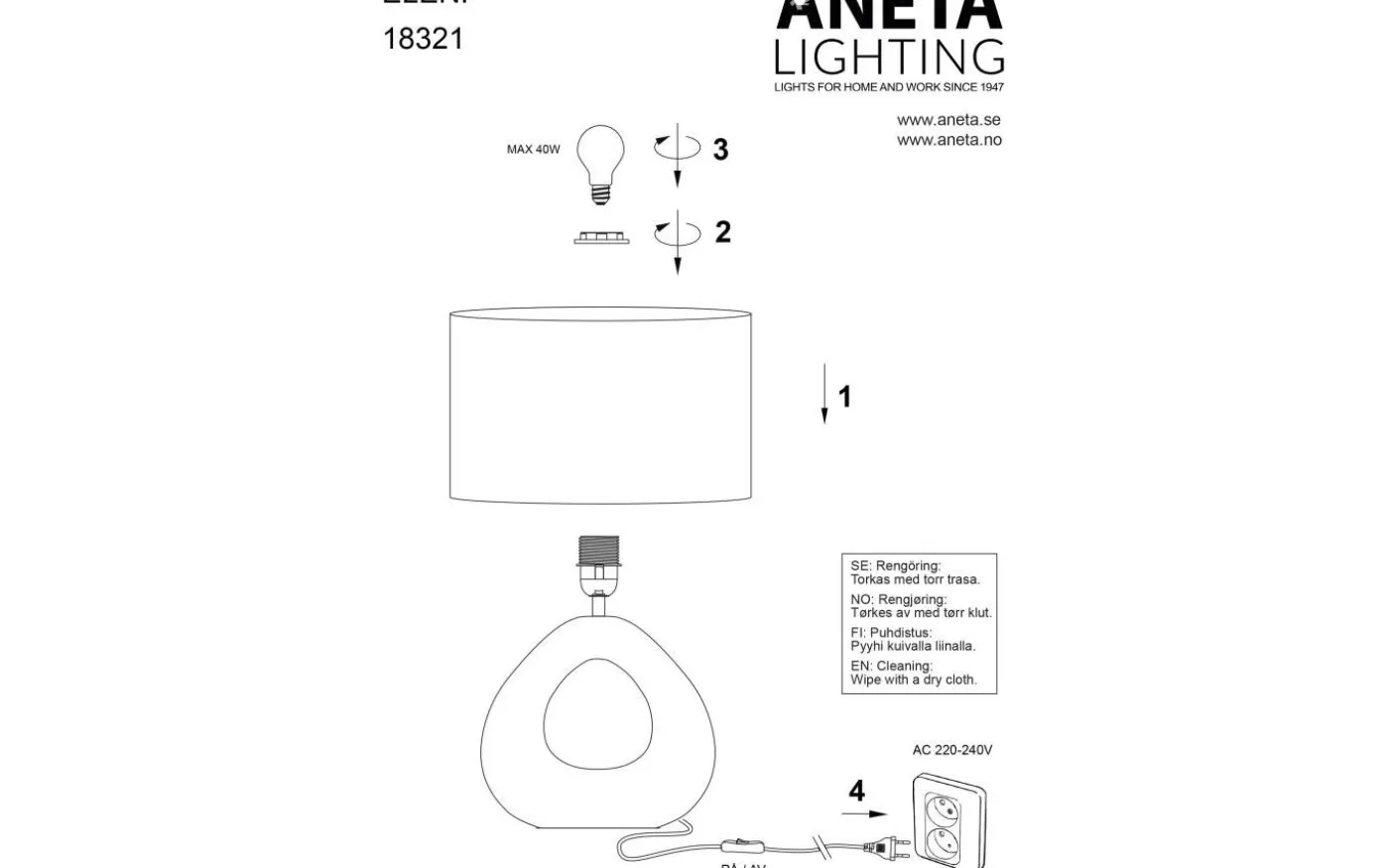 Eleni Bordslampa 35cm Naturvit