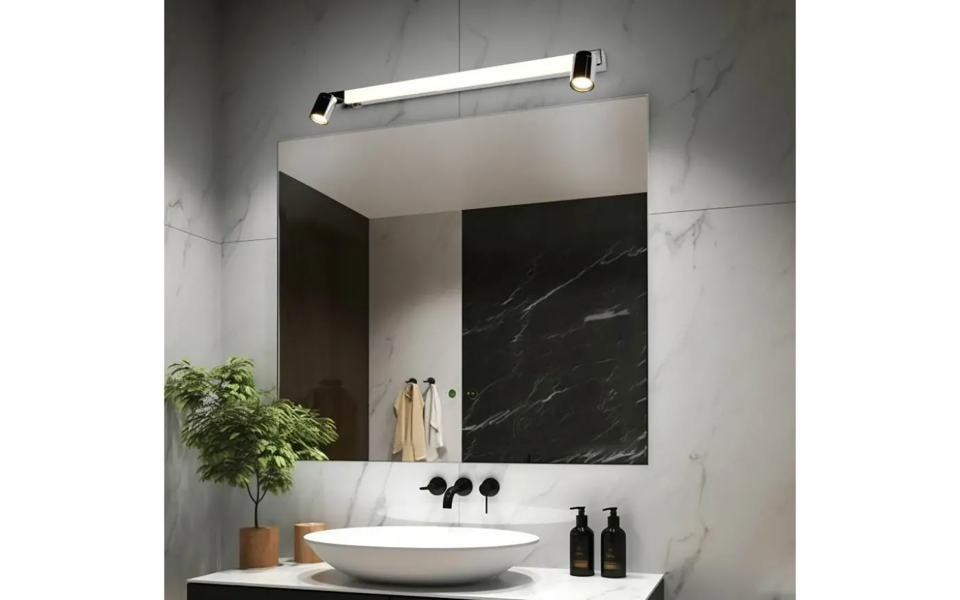 Enrico H2O LED + 2xGU10 Vägglampa 90cm krom IP44