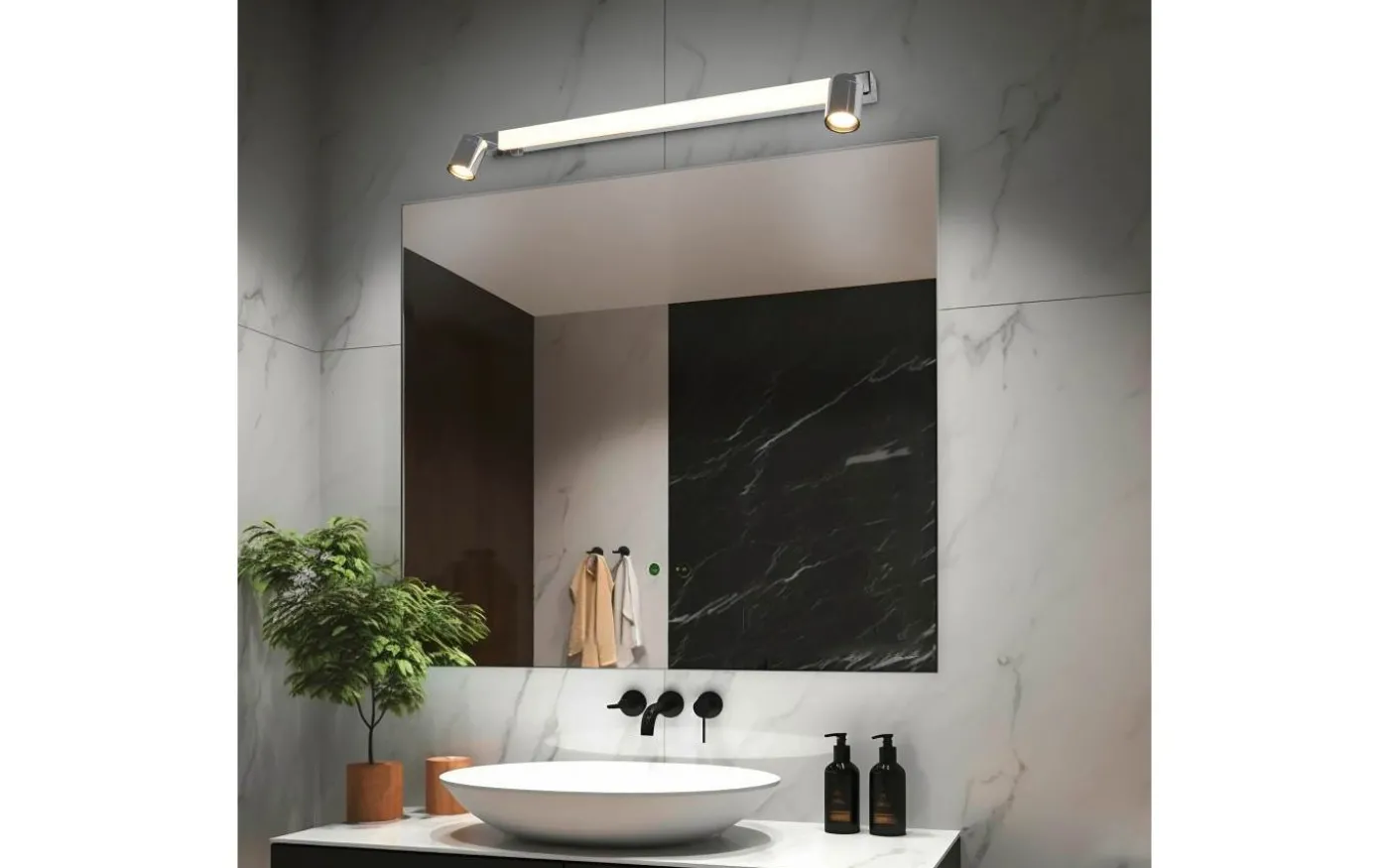 Enrico H2O LED + 2xGU10 Vägglampa 90cm krom IP44