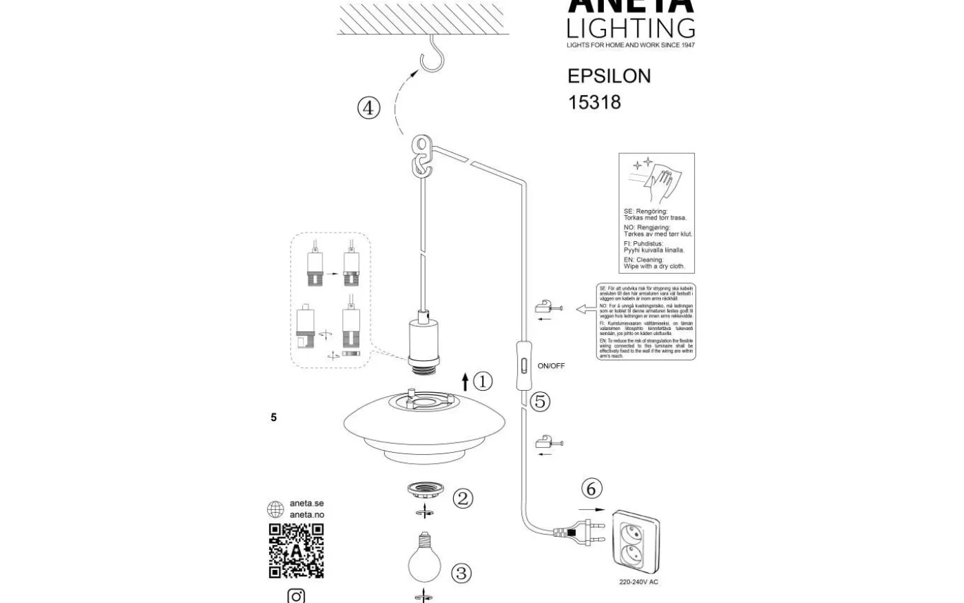 Epsilon Fönsterlampa 20cm Vit