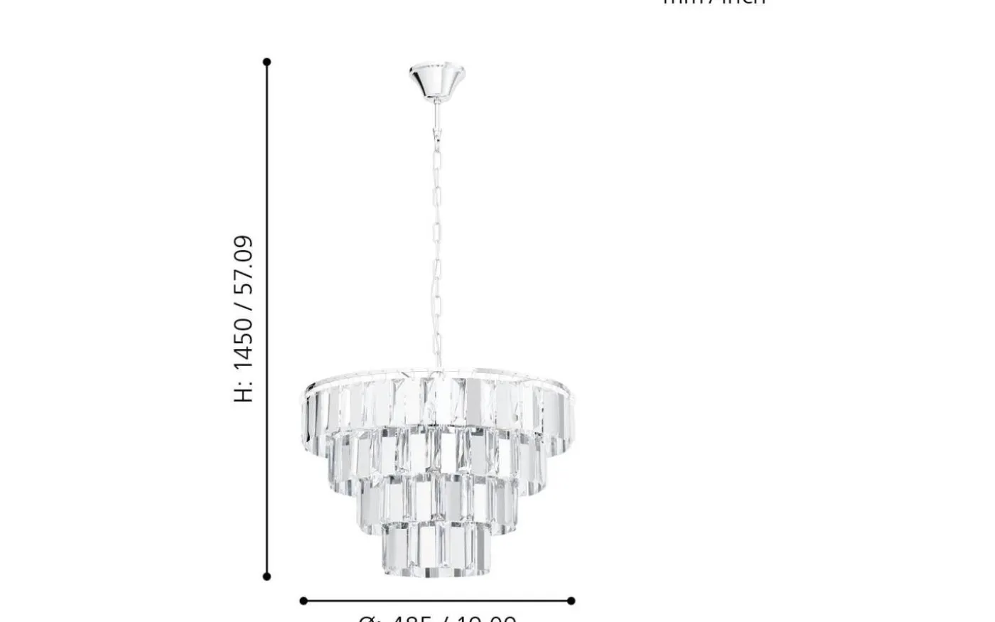 Erseka Taklampa Kristall 49cm Krom