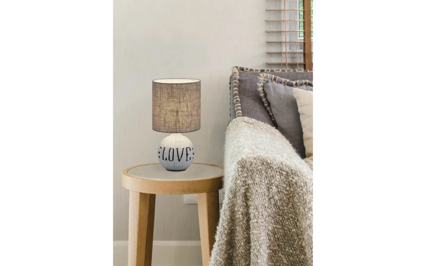 Esna Bordslampa love E14 vit/brun