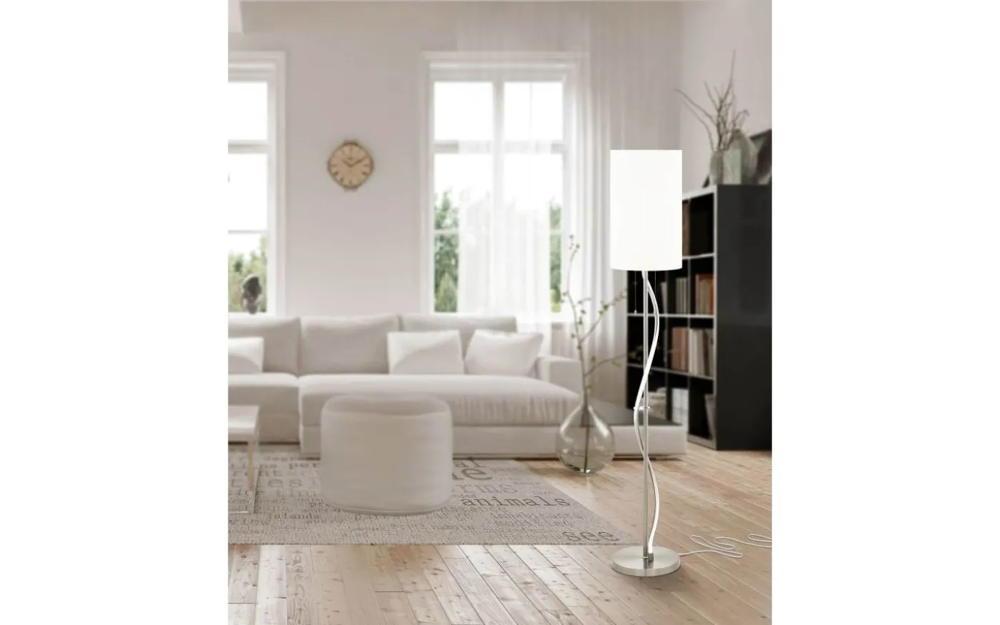 Espartal Golvlampa 149cm E27+LED 3000K 11,8W Nickel/Vit