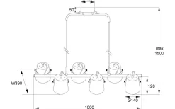 Espresso Taklampa 6L 100cm Svart