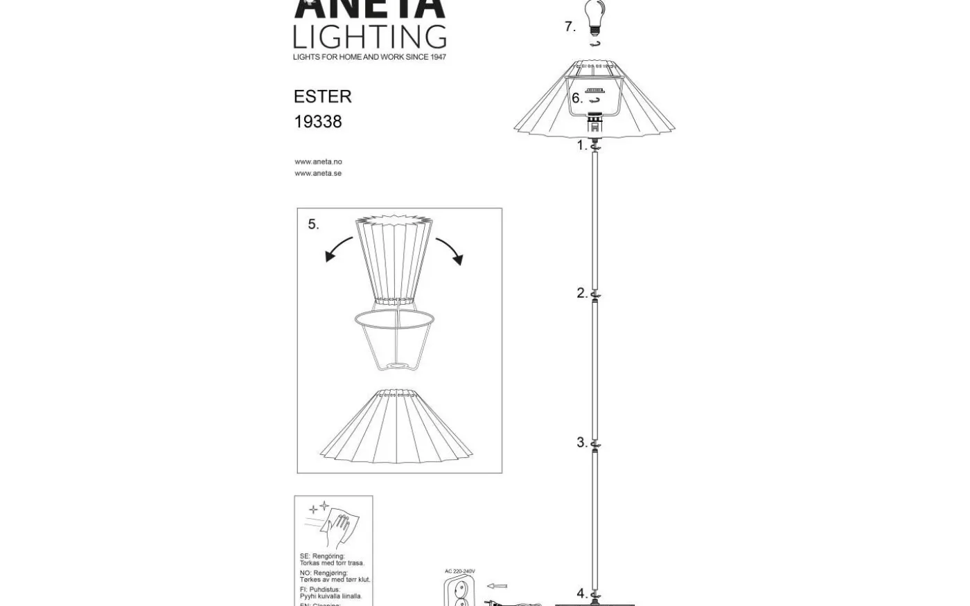 Ester Golvfot 136cm Svart