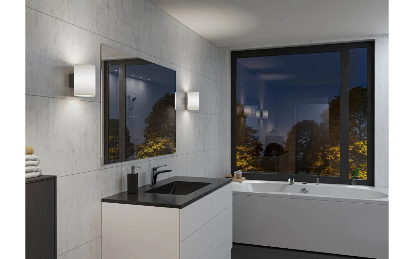 Evoke L Vägglampa Antracit/Opalglas IP44