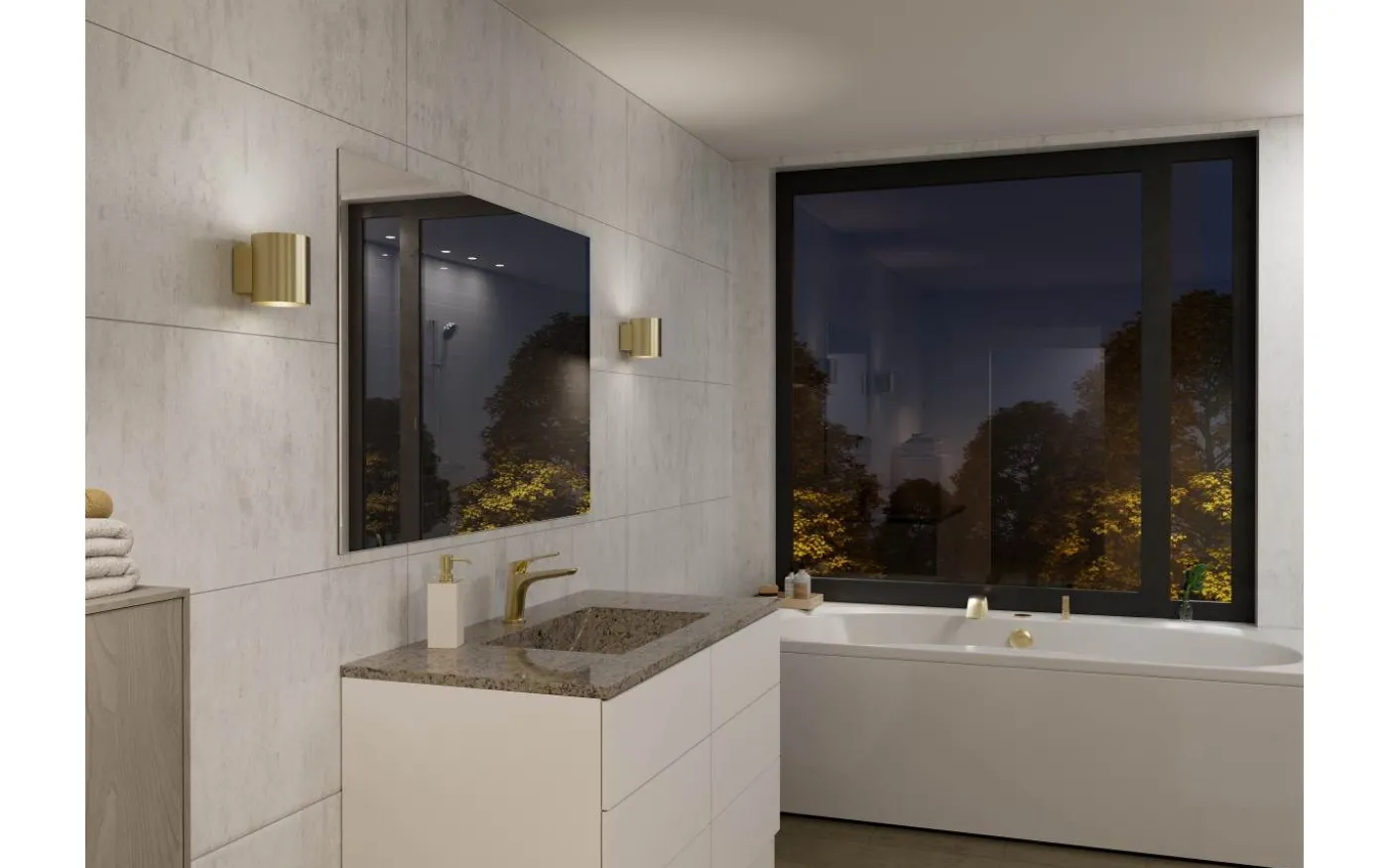 Evoke S Vägglampa Mässing IP44