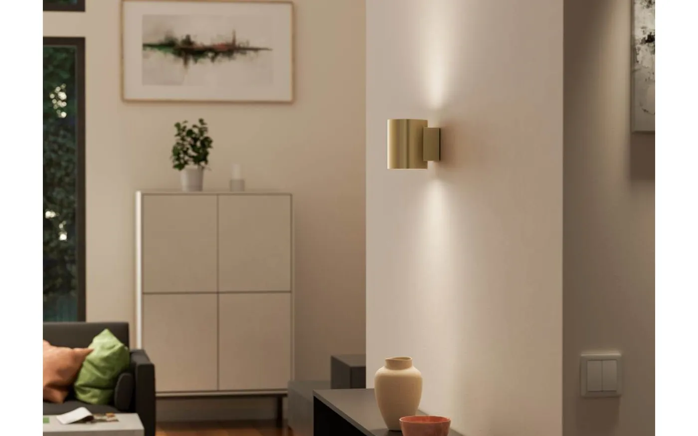 Evoke S Vägglampa Mässing IP44