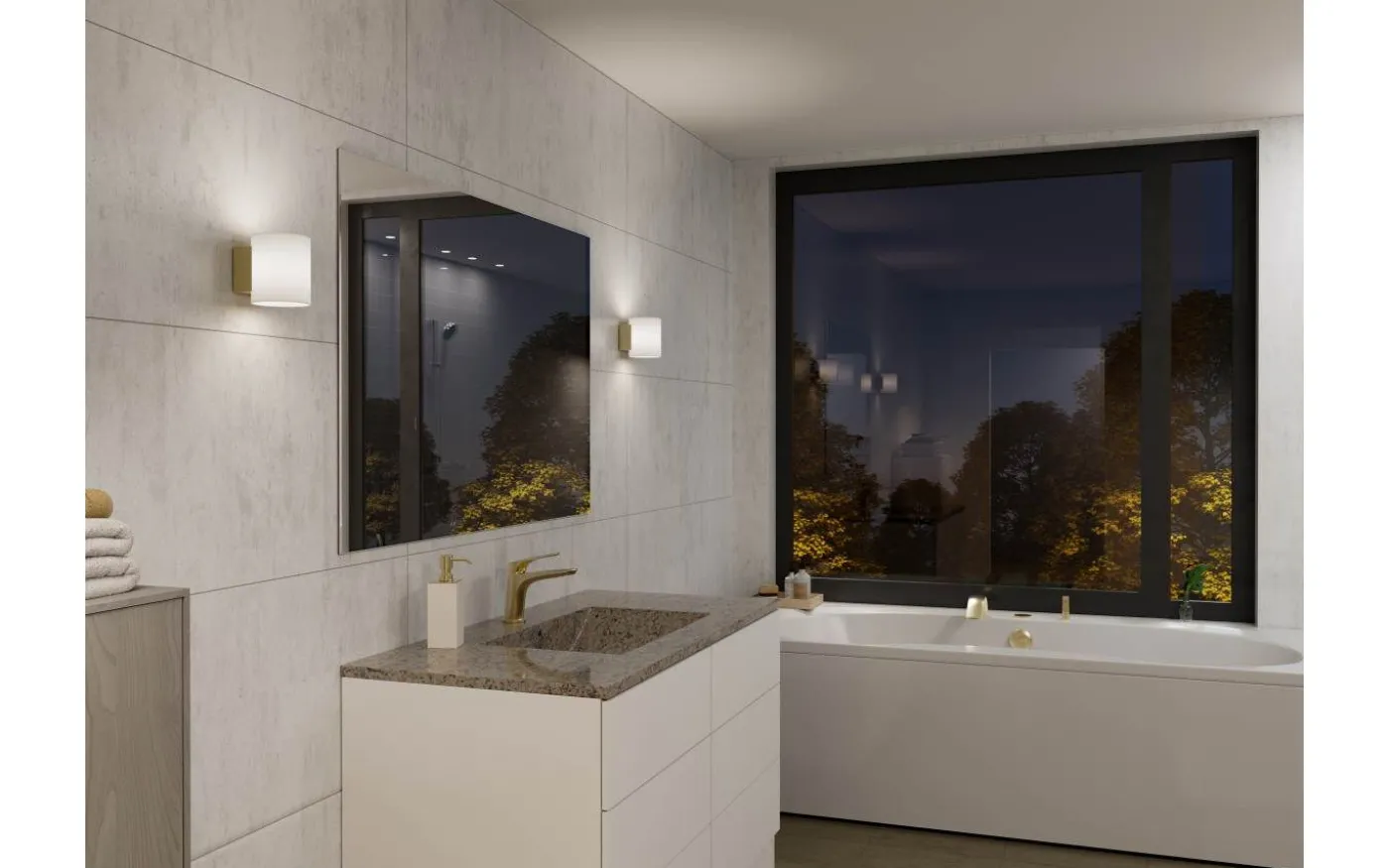 Evoke S Vägglampa Mässing/Opalglas IP44