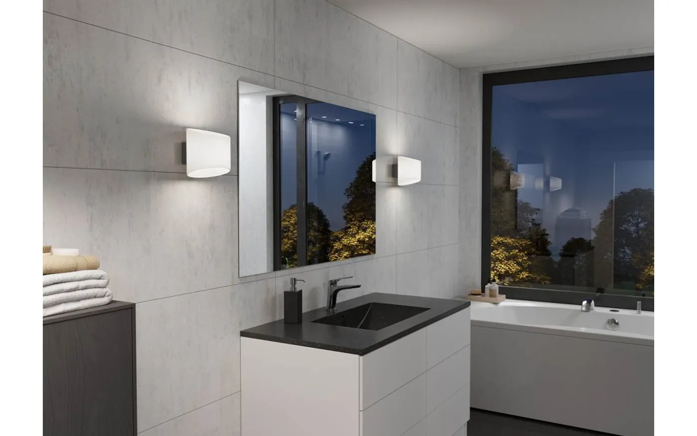 Evoke Vägglampa Oval Antracit/Opalglas IP44