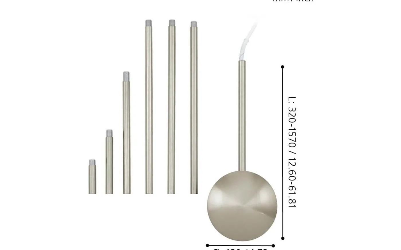 Extention Kabelkanal 157cm Nickel