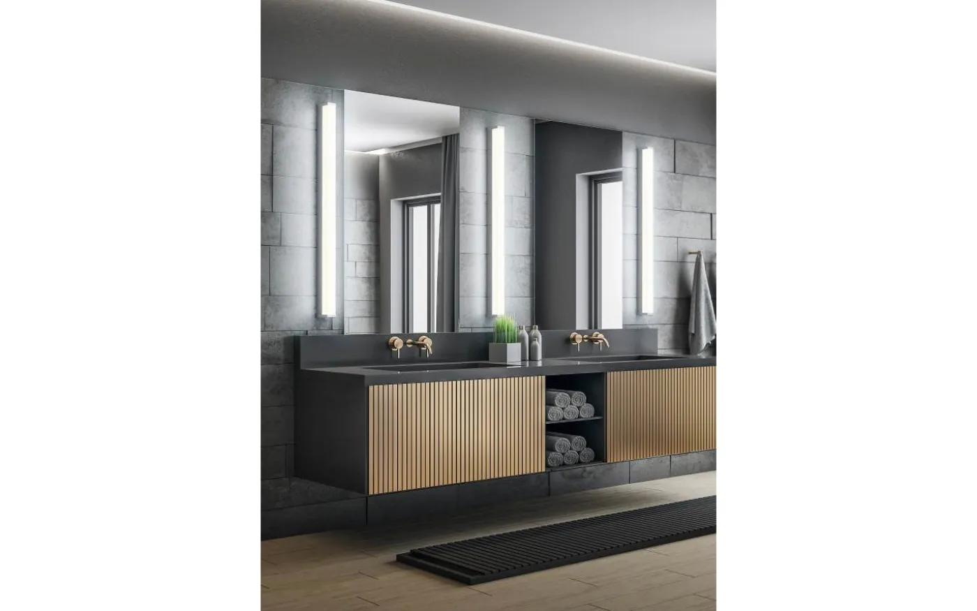 Fabio H2O Vägglampa LED 120cm krom IP44