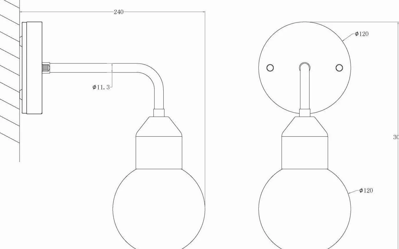 Florens Vägglampa Svart/Opal IP44