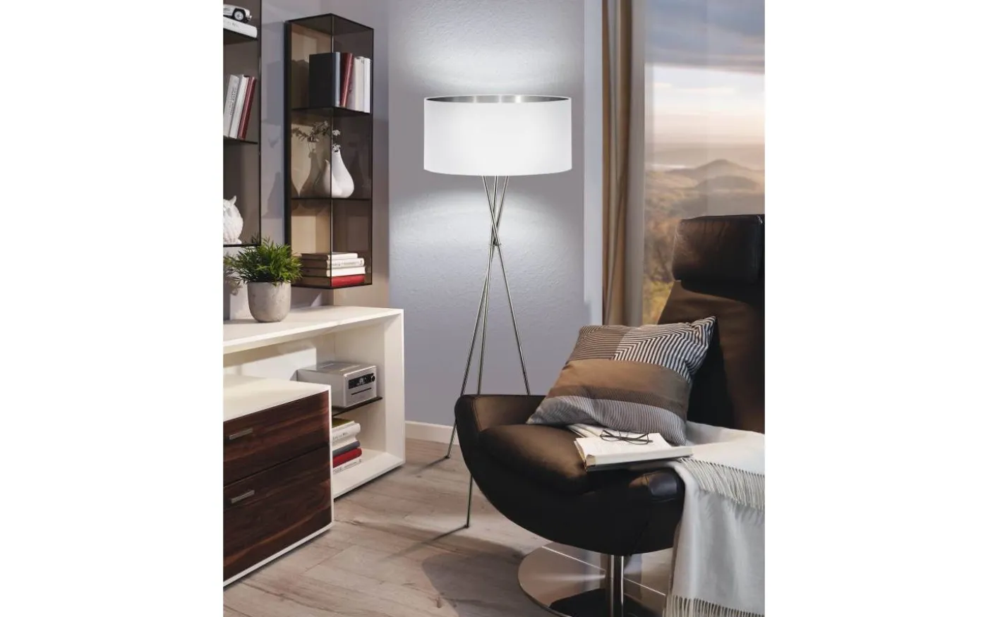 Fondachelli Golvlampa 152cm Nickel/Vit