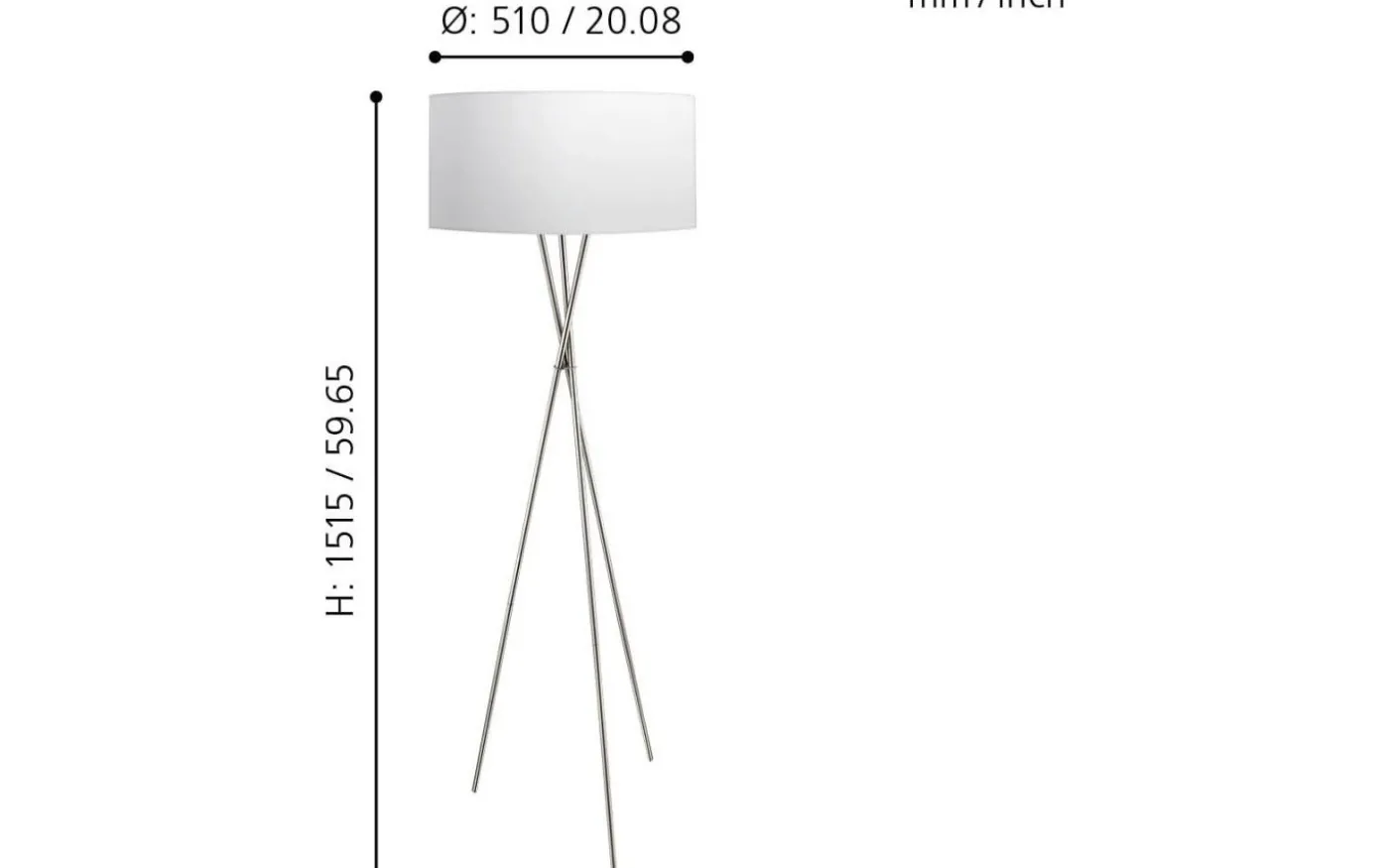 Fondachelli Golvlampa 152cm Nickel/Vit
