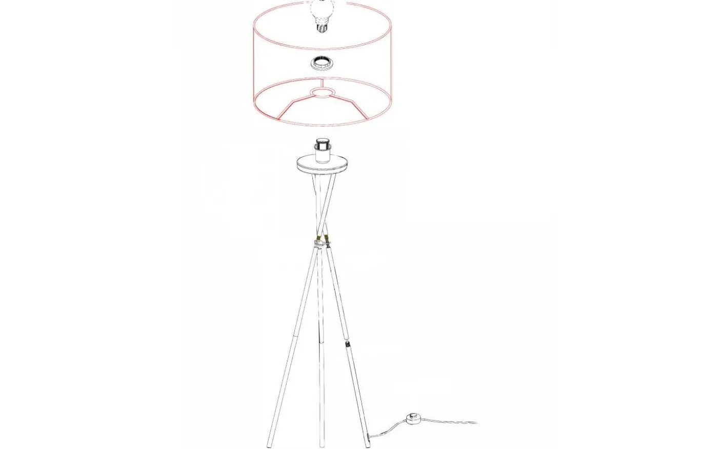 Fondachelli Golvlampa 152cm Nickel/Vit