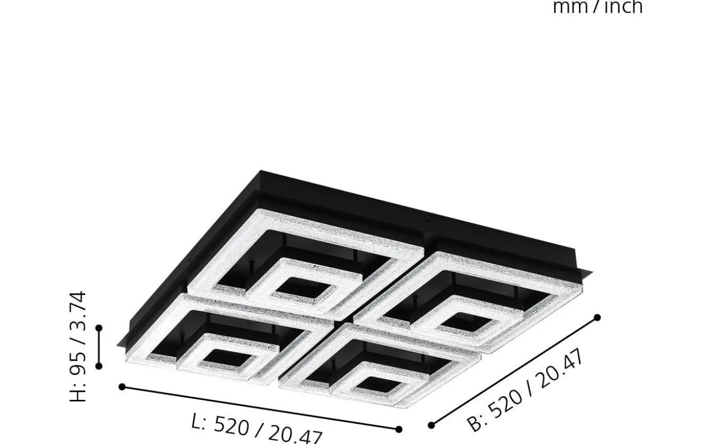 Fradelo Plafond 52cm LED 3000K 48W Svart