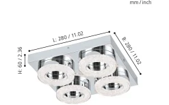 Fradelo Rund Plafond 28cm LED 3000K 14W Krom