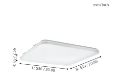 Frania Plafond 53cm LED 3000K 50W Kristalleffekt Vit