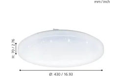 Frania Plafond Rund 43cm LED 3000K 33W Kristall Vit