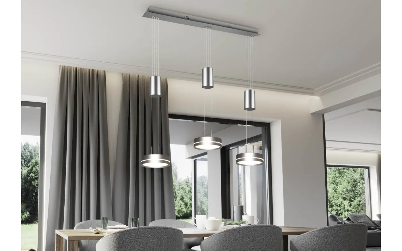 Franklin Takpendel LED 3-delad i borstat stål