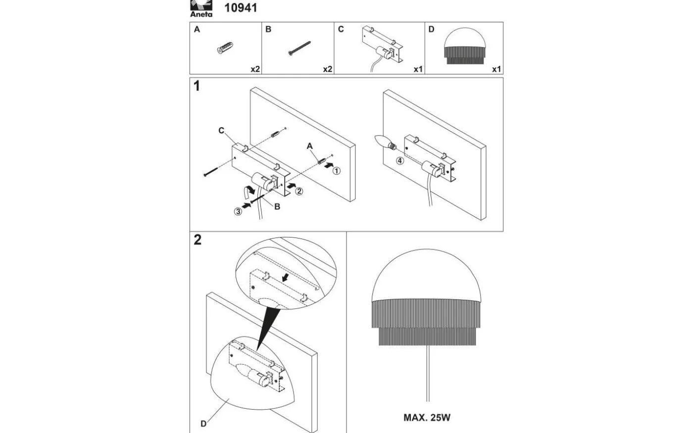 Fransa Vägglampa Svart