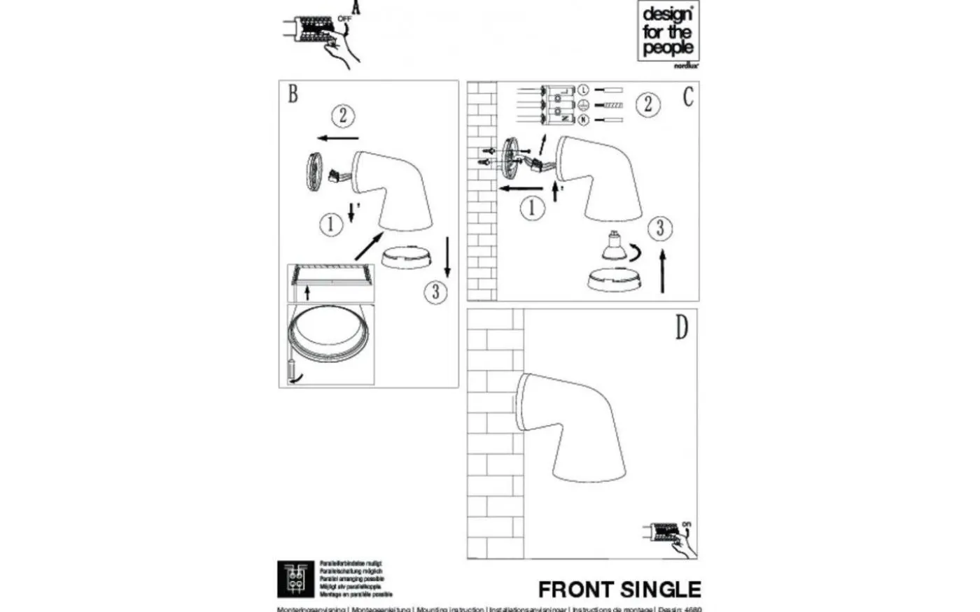 Front Single Vägglampa IP44 Vit