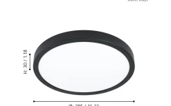 Fueva 5 Plafond 29cm LED 3000K 20,5W Svart IP44