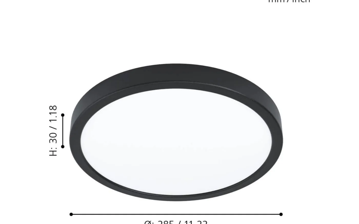 Fueva 5 Plafond 29cm LED 3000K 20,5W Svart IP44