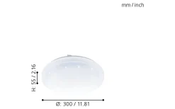 Fueva Plafond 30cm LED 2700-6500K 12W med Fjärrkontroll Kristall Vit IP44