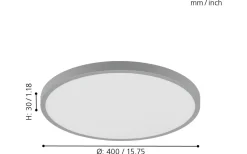 Fueva Plafond Rund 40cm LED 3000K 22W Silver