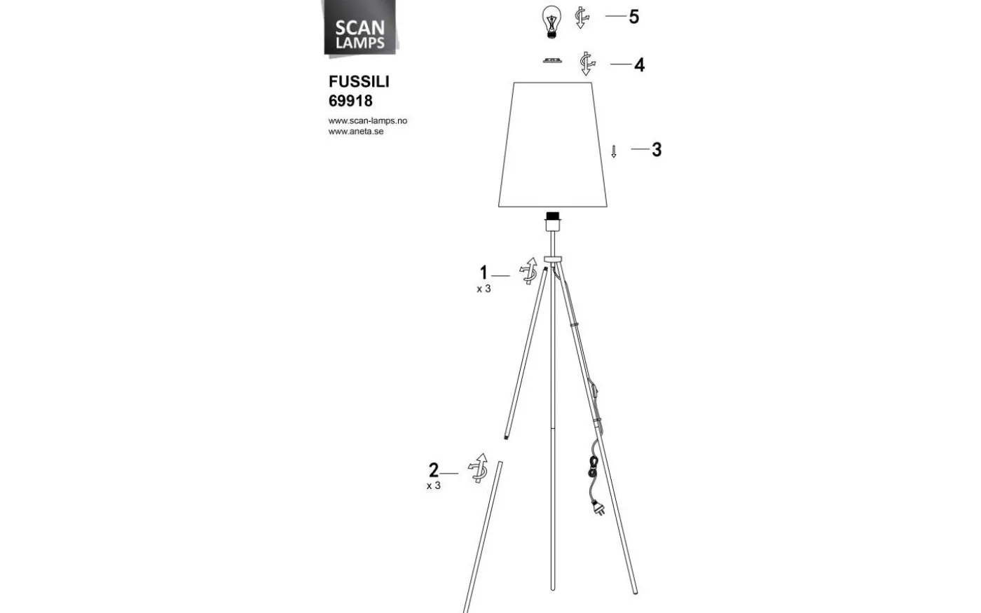 Fussili Golvlampa 164cm Grå