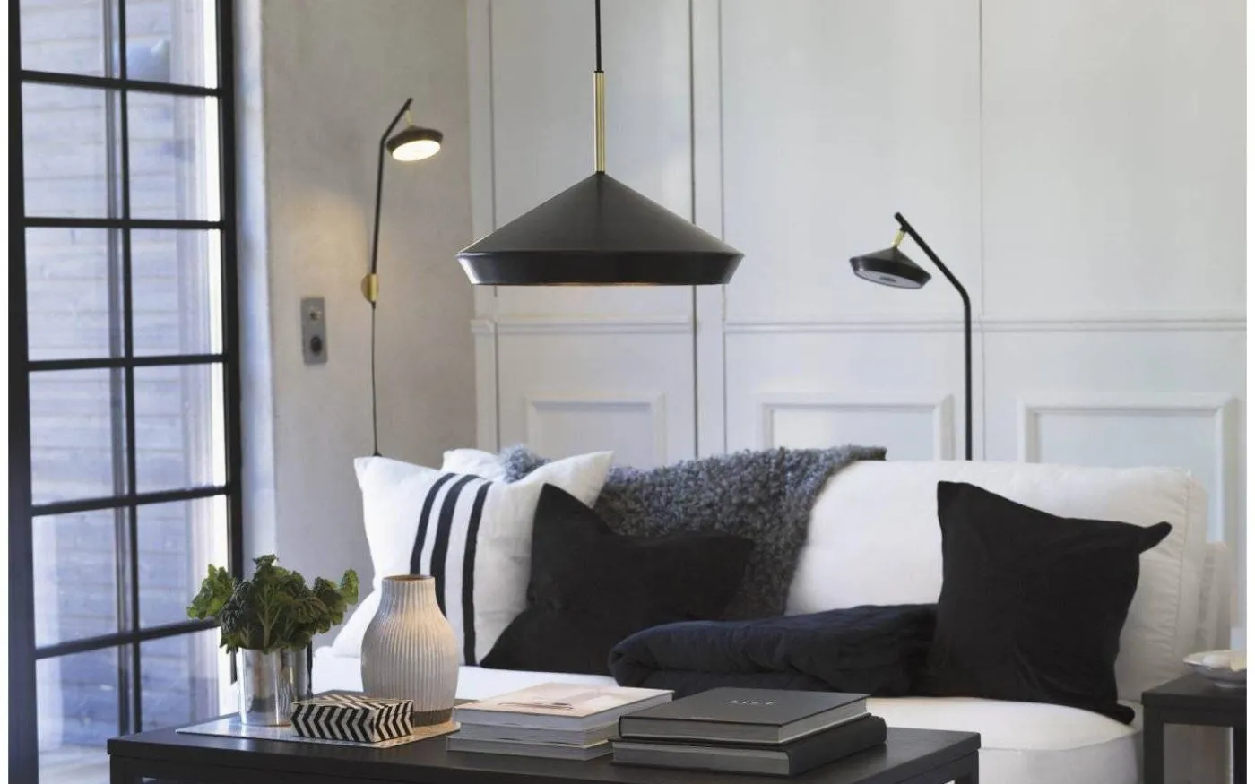 Geometri Vägglampa 53cm Vit/guld