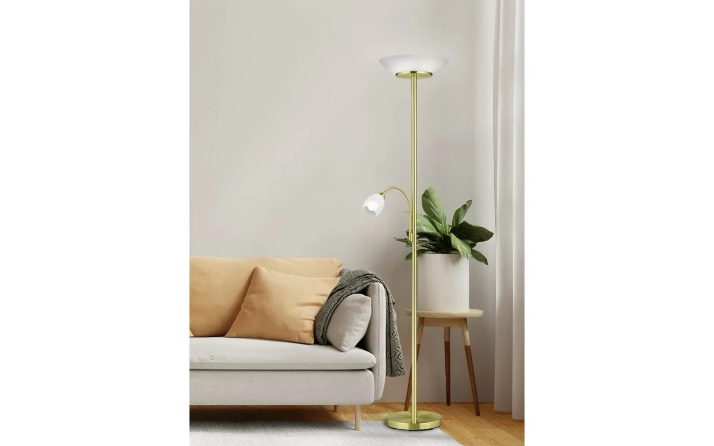 Gerry Golvlampa E27+E14 matt mässing