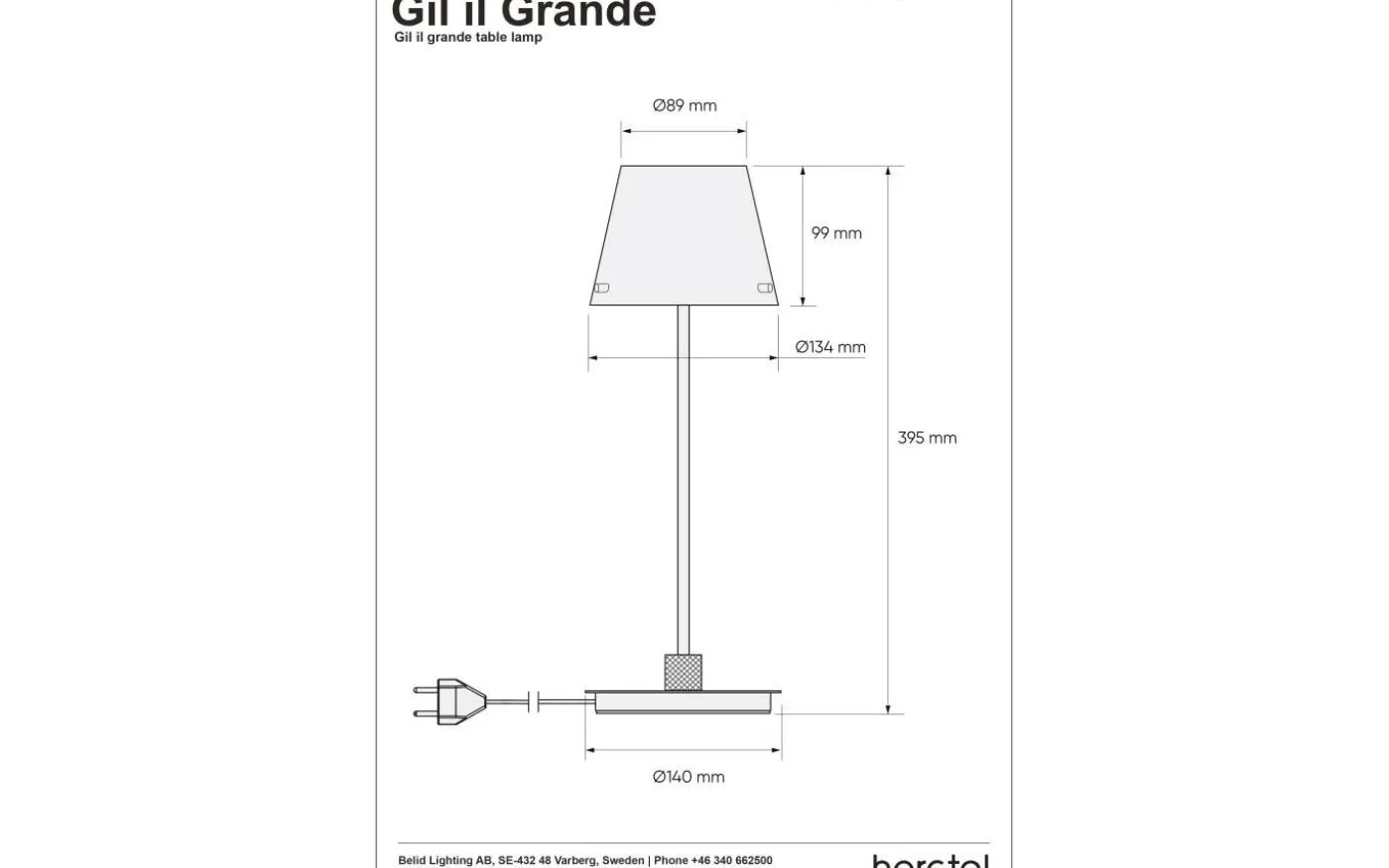 Gil Il Grande Bordslampa 40cm Krom