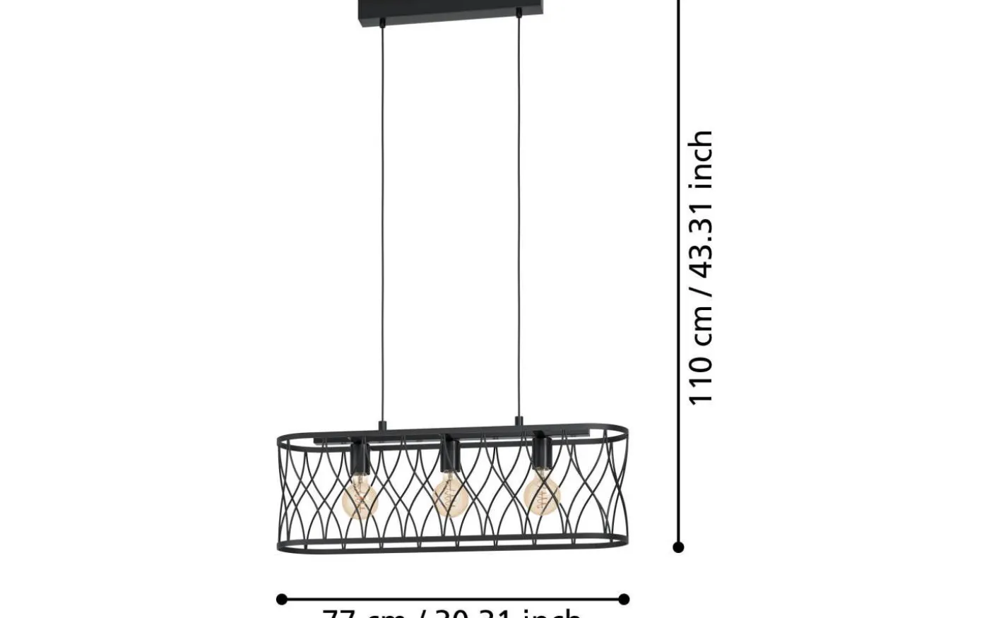 Giltspur Taklampa 77cm Svart