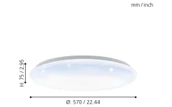 Giron Plafond 57cm LED 3000-5000K 36W Kristall med Fjärrkontroll Vit