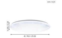Giron Plafond 76cm LED 3000-5000K 54,5W Kristall med Fjärrkontroll Vit