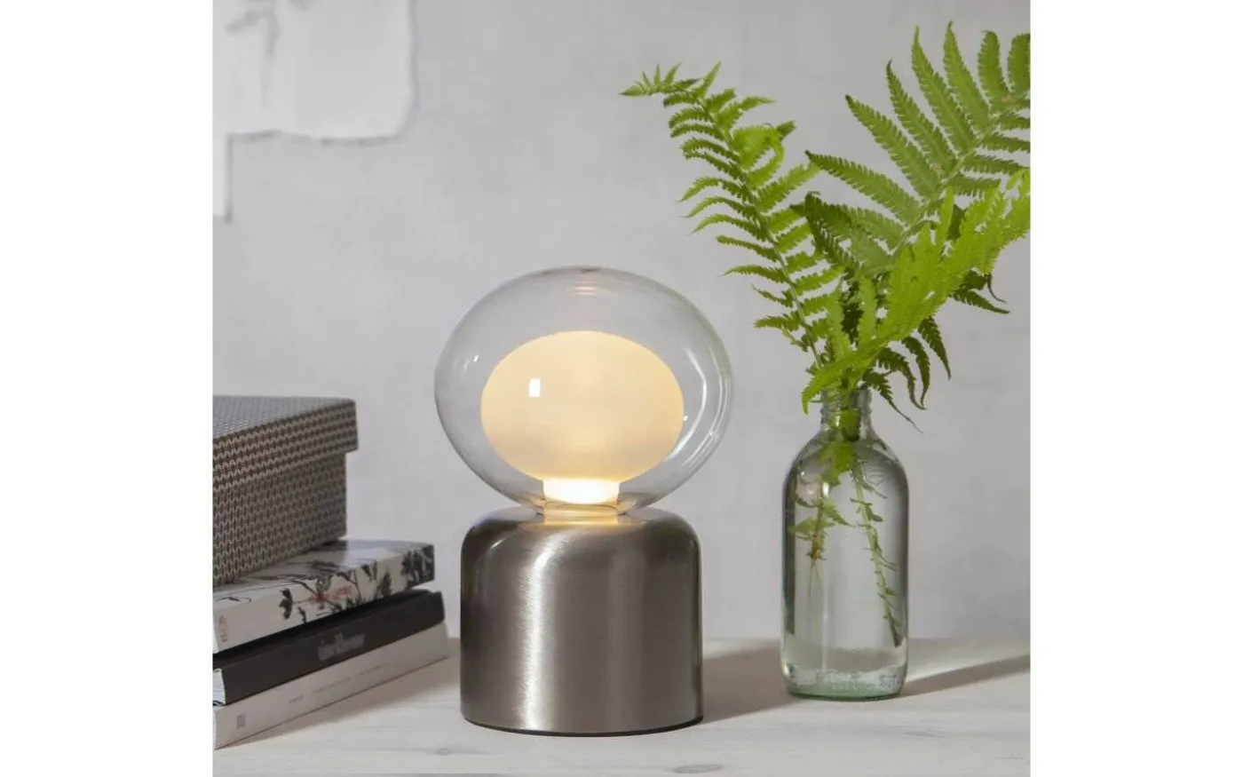 Glans Bordslampa 10cm Borstat Stål