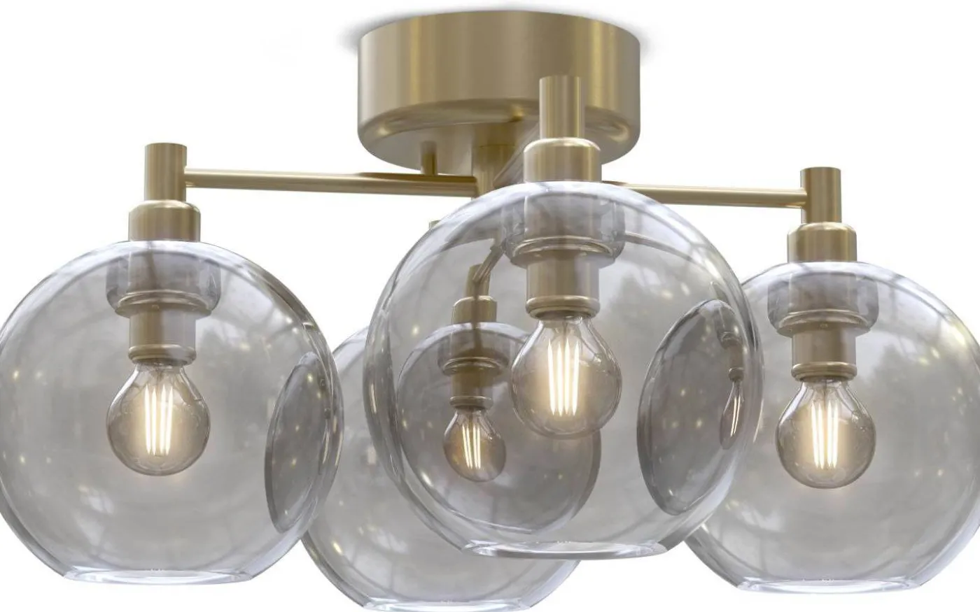 Gloria Plafond 46cm 4L Mässing/Rökfärgat Glas
