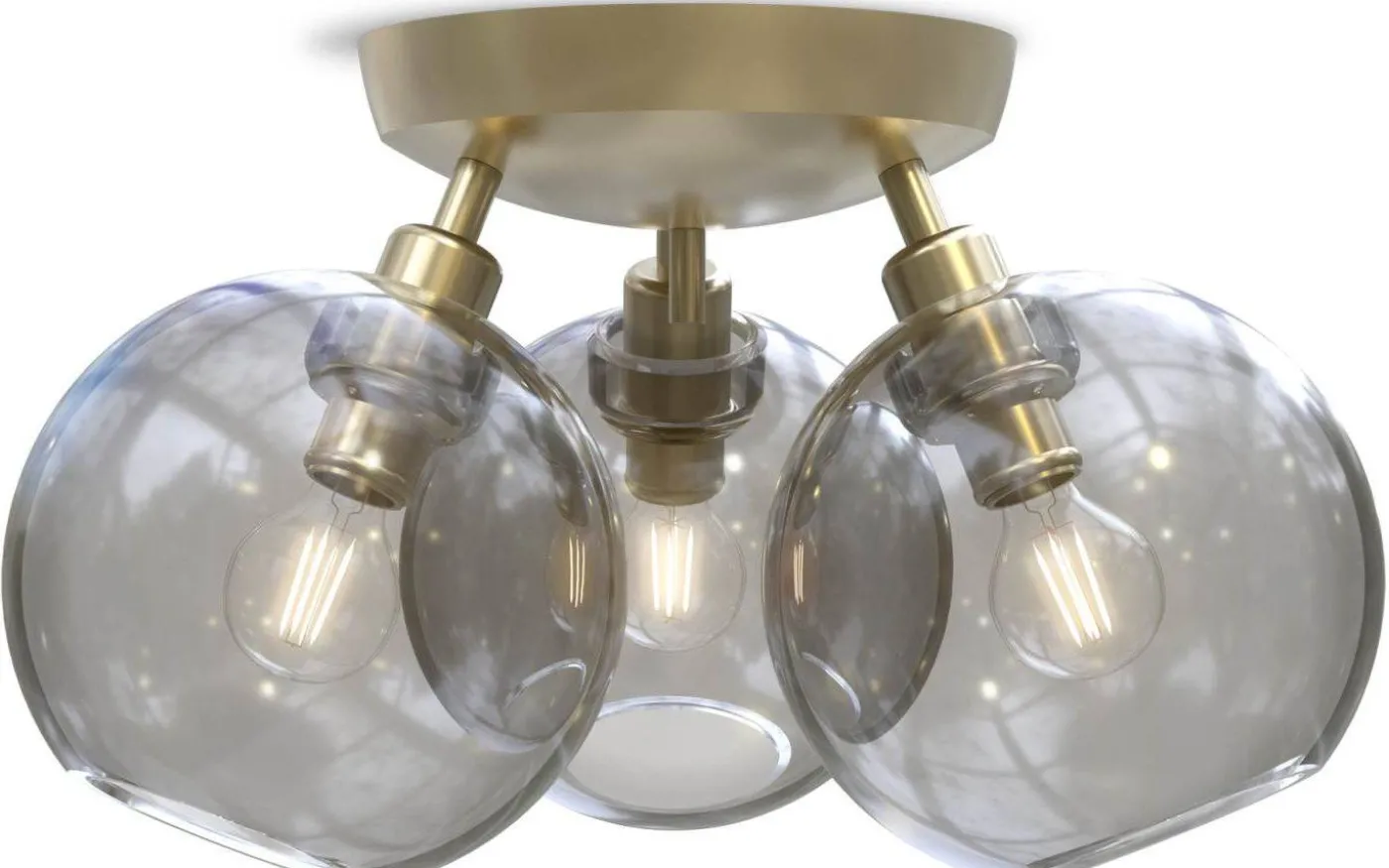 Gloria Plafond 33cm 3L Mässing/Rökfärgat Glas