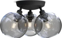 Gloria Plafond 33cm 3L Svartstruktur/Rökfärgat Glas