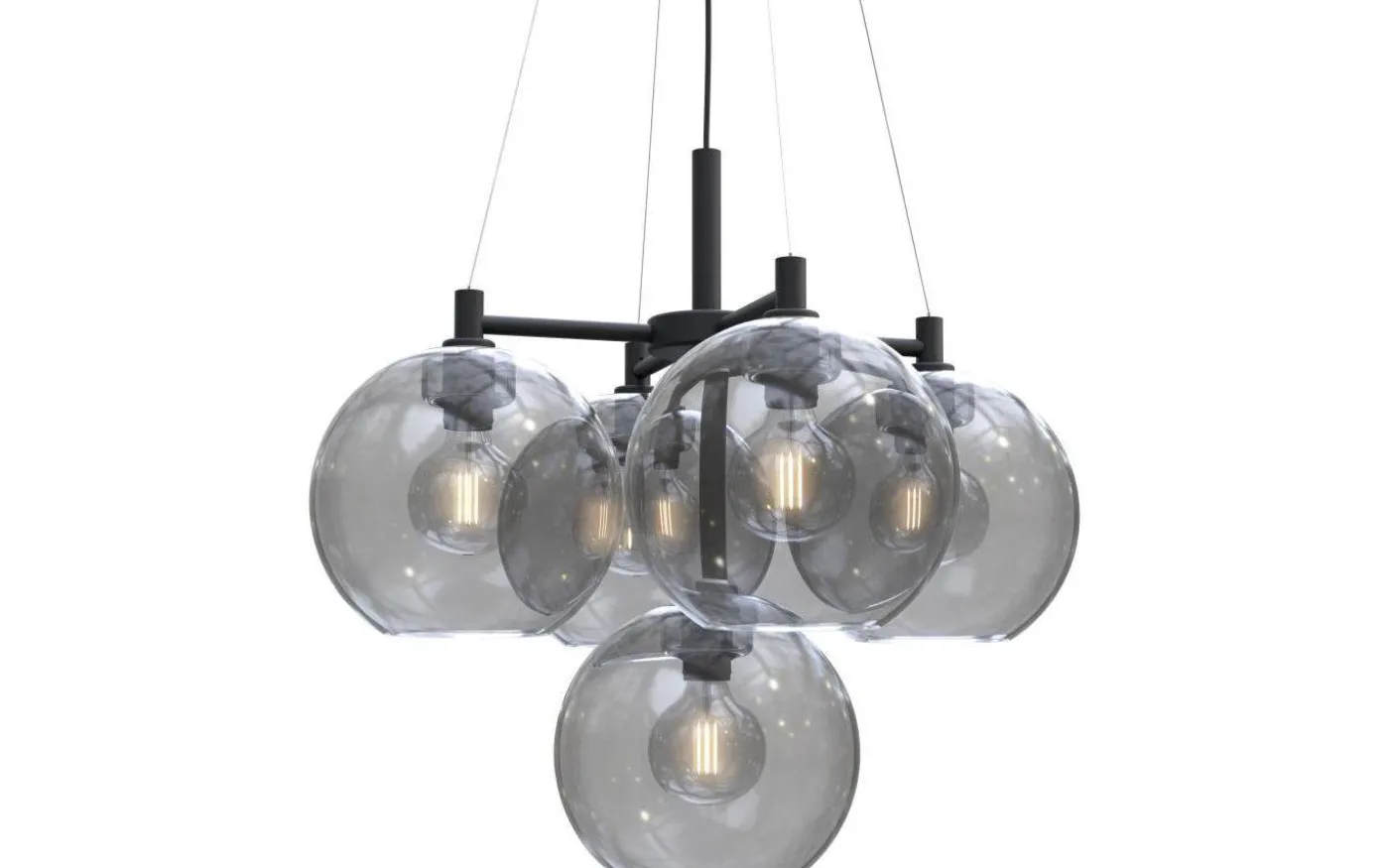 Gloria Taklampa 68cm 5L Svartstruktur/Rökfärgat Glas